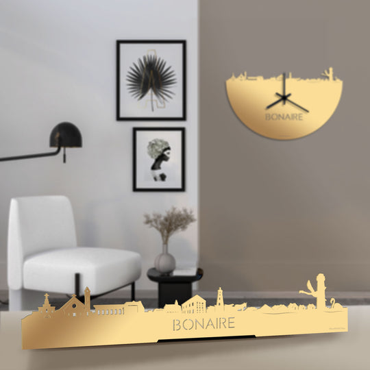 Standing Skyline Bonaire Metallic Goud gerecycled kunststof cadeau decoratie relatiegeschenk van WoodWideCities