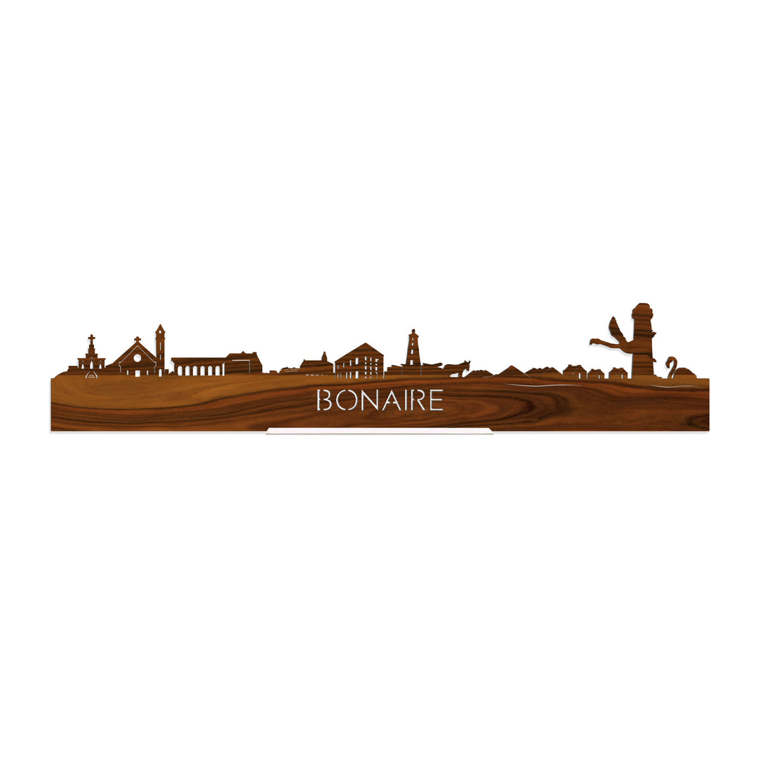 Standing Skyline Bonaire Palissander houten cadeau decoratie relatiegeschenk van WoodWideCities