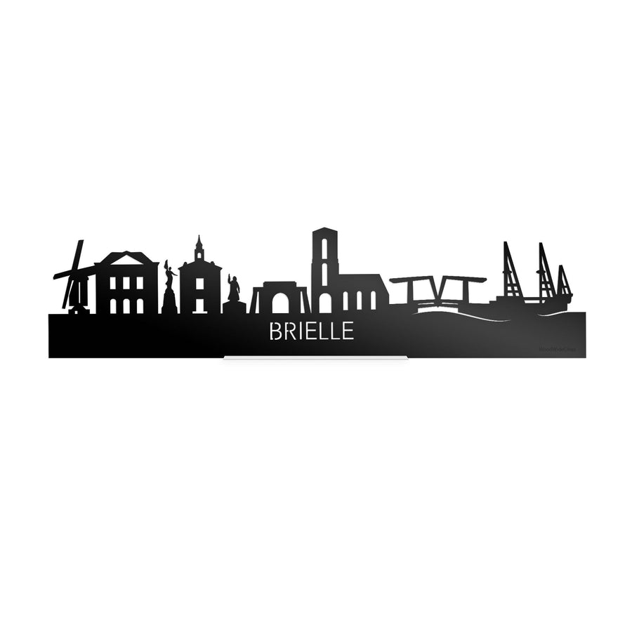 Standing Skyline Brielle Zwart Glanzend 40 cm houten cadeau decoratie relatiegeschenk van WoodWideCities
