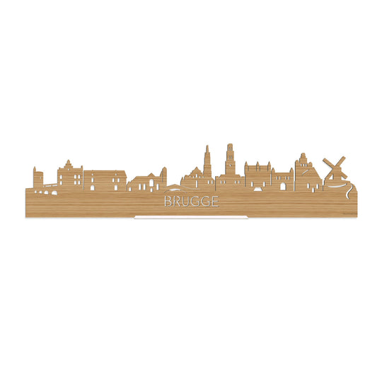 Standing Skyline Brugge Bamboe houten cadeau decoratie relatiegeschenk van WoodWideCities