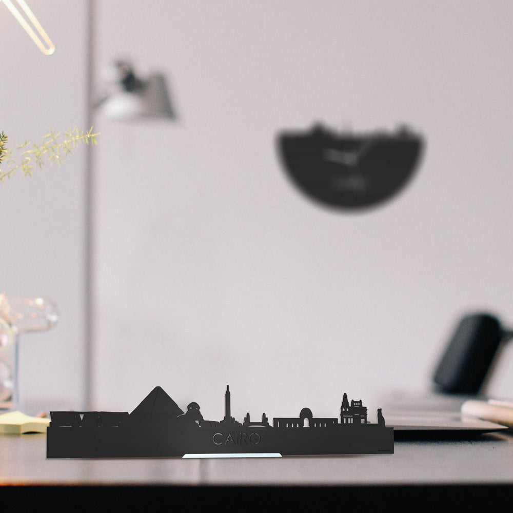 Standing Skyline Cairo Zwart houten cadeau decoratie relatiegeschenk van WoodWideCities