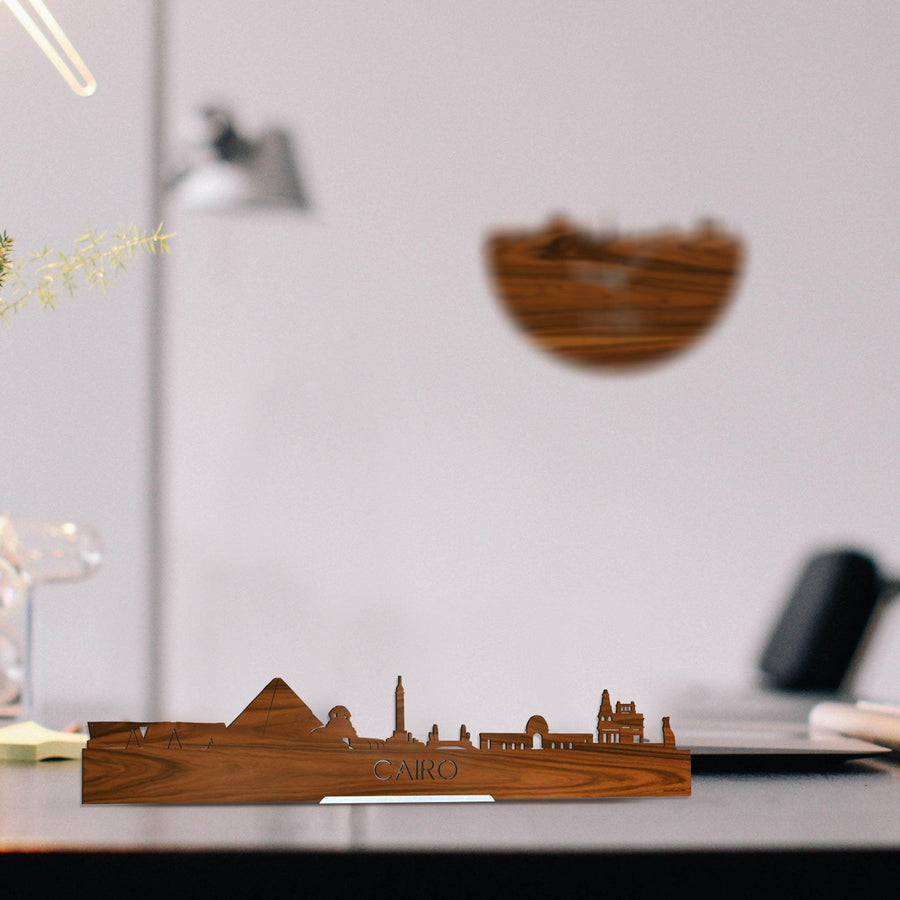 Standing Skyline Cairo Palissander houten cadeau decoratie relatiegeschenk van WoodWideCities