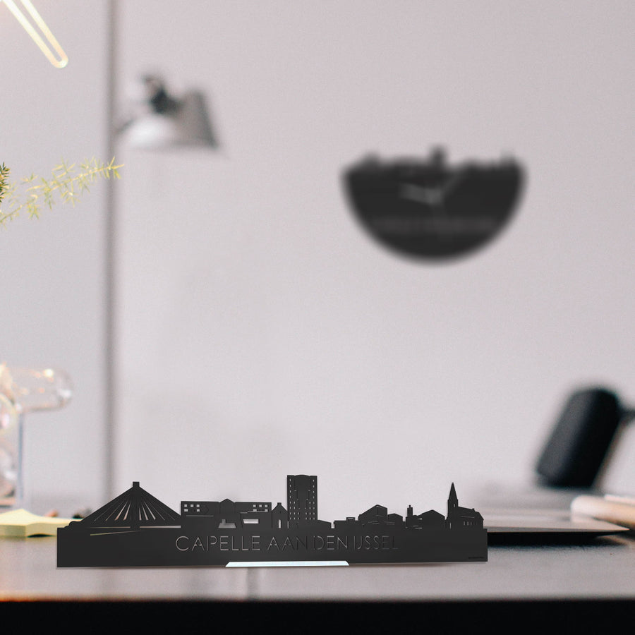 Standing Skyline Capelle aan den IJssel Zwart houten cadeau decoratie relatiegeschenk van WoodWideCities