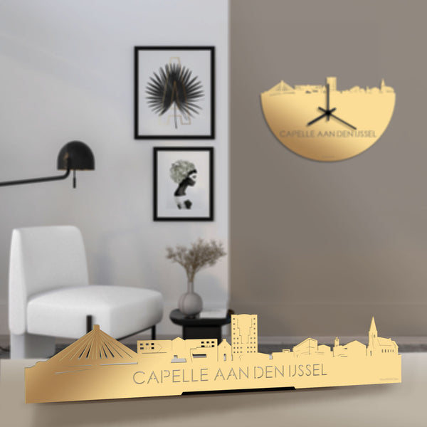Standing Skyline Capelle aan den IJssel Metallic Goud gerecycled kunststof cadeau decoratie relatiegeschenk van WoodWideCities