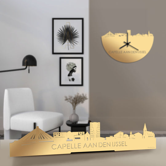 Standing Skyline Capelle aan den IJssel Metallic Goud gerecycled kunststof cadeau decoratie relatiegeschenk van WoodWideCities