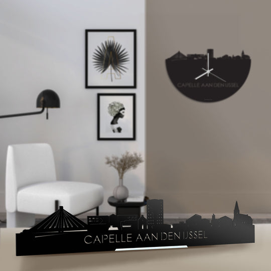 Standing Skyline Capelle aan den IJssel Zwart glanzend gerecycled kunststof cadeau decoratie relatiegeschenk van WoodWideCities