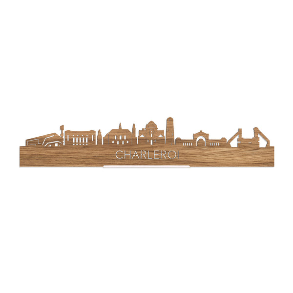 Standing Skyline Charleroi Eiken houten cadeau decoratie relatiegeschenk van WoodWideCities