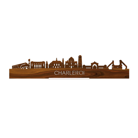 Standing Skyline Charleroi Palissander houten cadeau decoratie relatiegeschenk van WoodWideCities