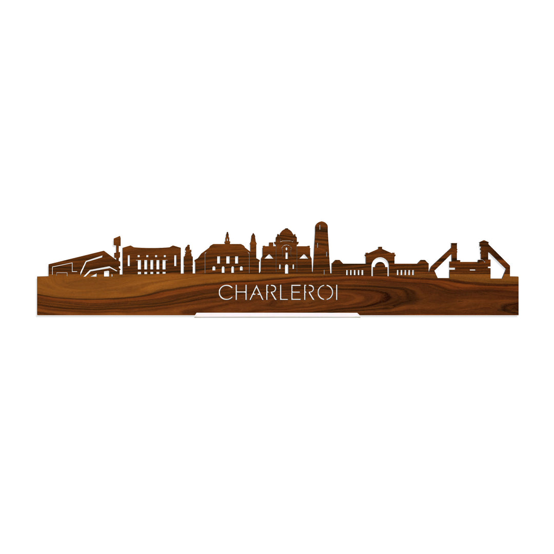 Standing Skyline Charleroi Palissander houten cadeau decoratie relatiegeschenk van WoodWideCities