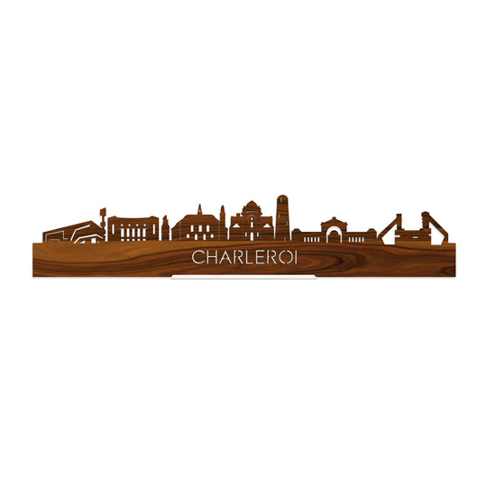 Standing Skyline Charleroi Palissander houten cadeau decoratie relatiegeschenk van WoodWideCities