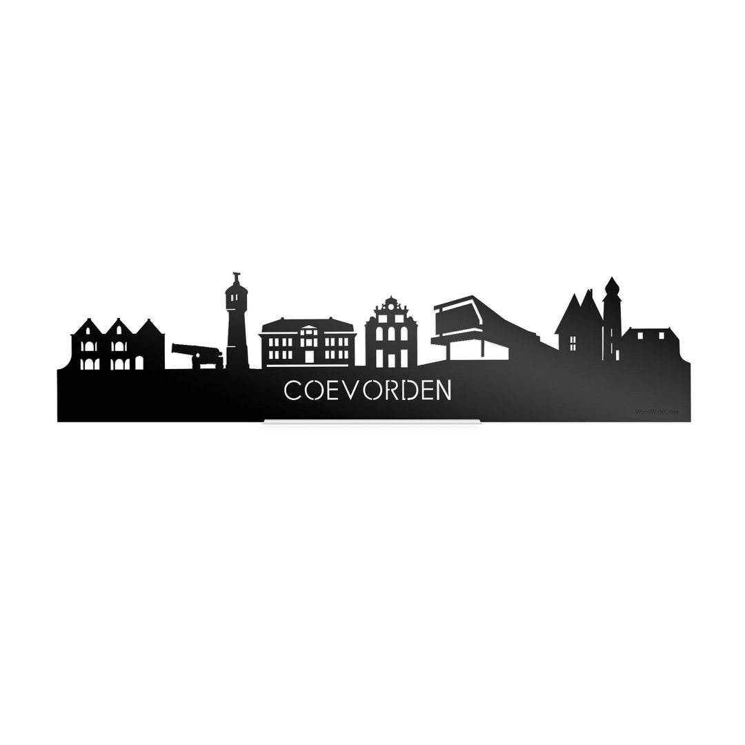 Standing Skyline Coevorden Zwart Glanzend 40 cm houten cadeau decoratie relatiegeschenk van WoodWideCities