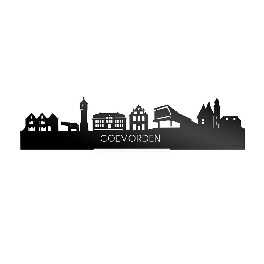 Standing Skyline Coevorden Zwart Glanzend 40 cm houten cadeau decoratie relatiegeschenk van WoodWideCities