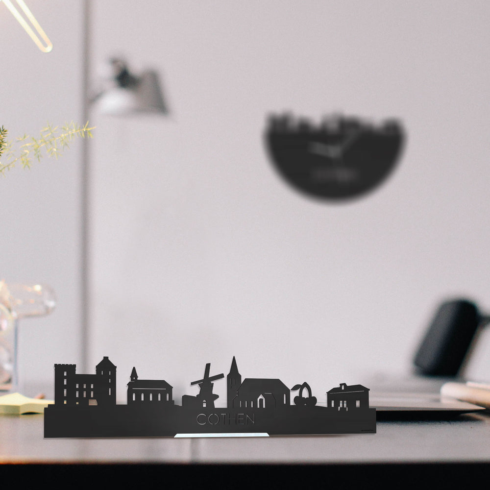 Standing Skyline Cothen Zwart houten cadeau decoratie relatiegeschenk van WoodWideCities
