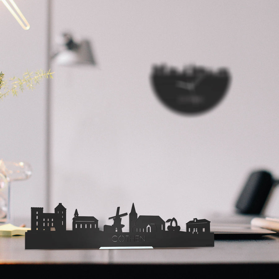 Standing Skyline Cothen Zwart houten cadeau decoratie relatiegeschenk van WoodWideCities