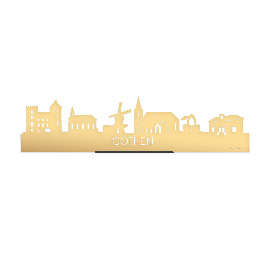 Standing Skyline Cothen Metallic Goud gerecycled kunststof cadeau decoratie relatiegeschenk van WoodWideCities