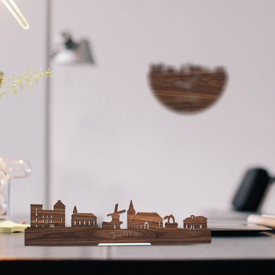 Standing Skyline Cothen Noten houten cadeau decoratie relatiegeschenk van WoodWideCities