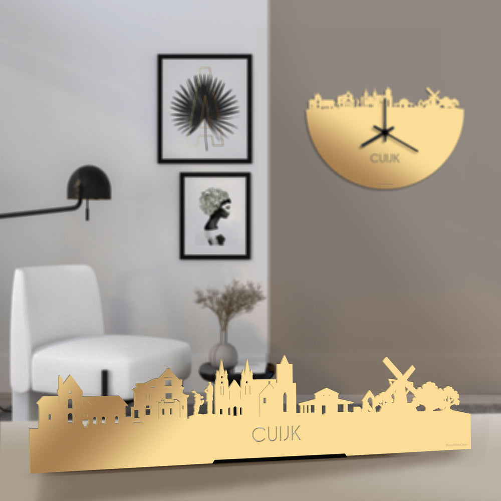 Standing Skyline Cuijk Metallic Goud gerecycled kunststof cadeau decoratie relatiegeschenk van WoodWideCities