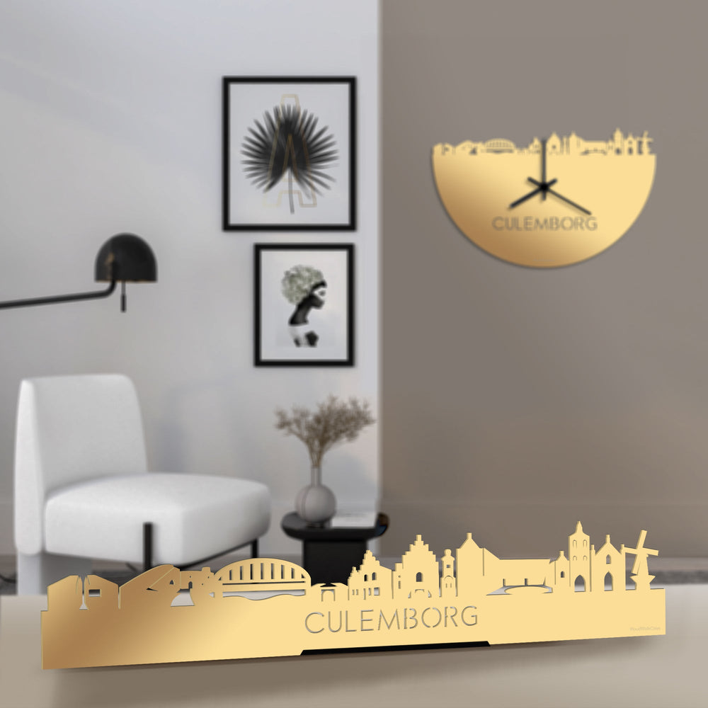 Standing Skyline Culemborg Metallic Goud gerecycled kunststof cadeau decoratie relatiegeschenk van WoodWideCities