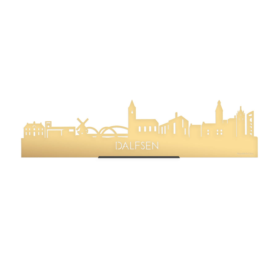 Standing Skyline Dalfsen Metallic Goud gerecycled kunststof cadeau decoratie relatiegeschenk van WoodWideCities