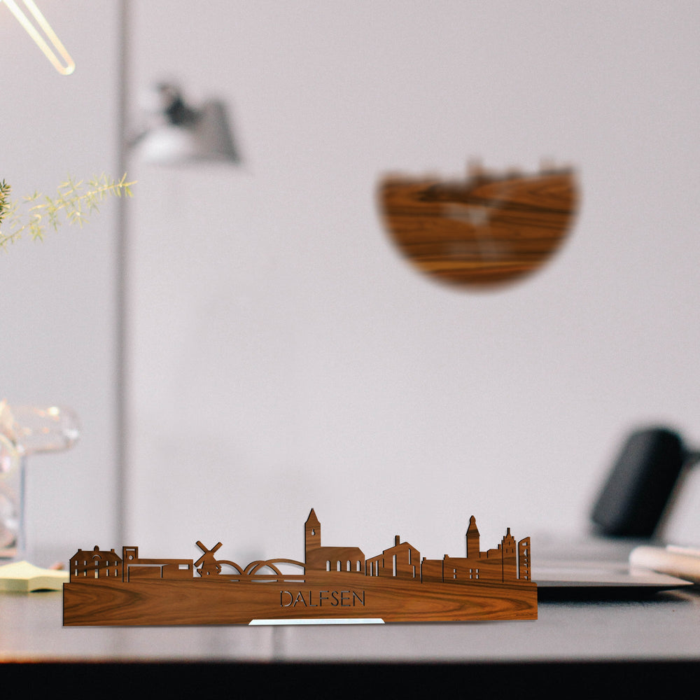 Standing Skyline Dalfsen Palissander houten cadeau decoratie relatiegeschenk van WoodWideCities