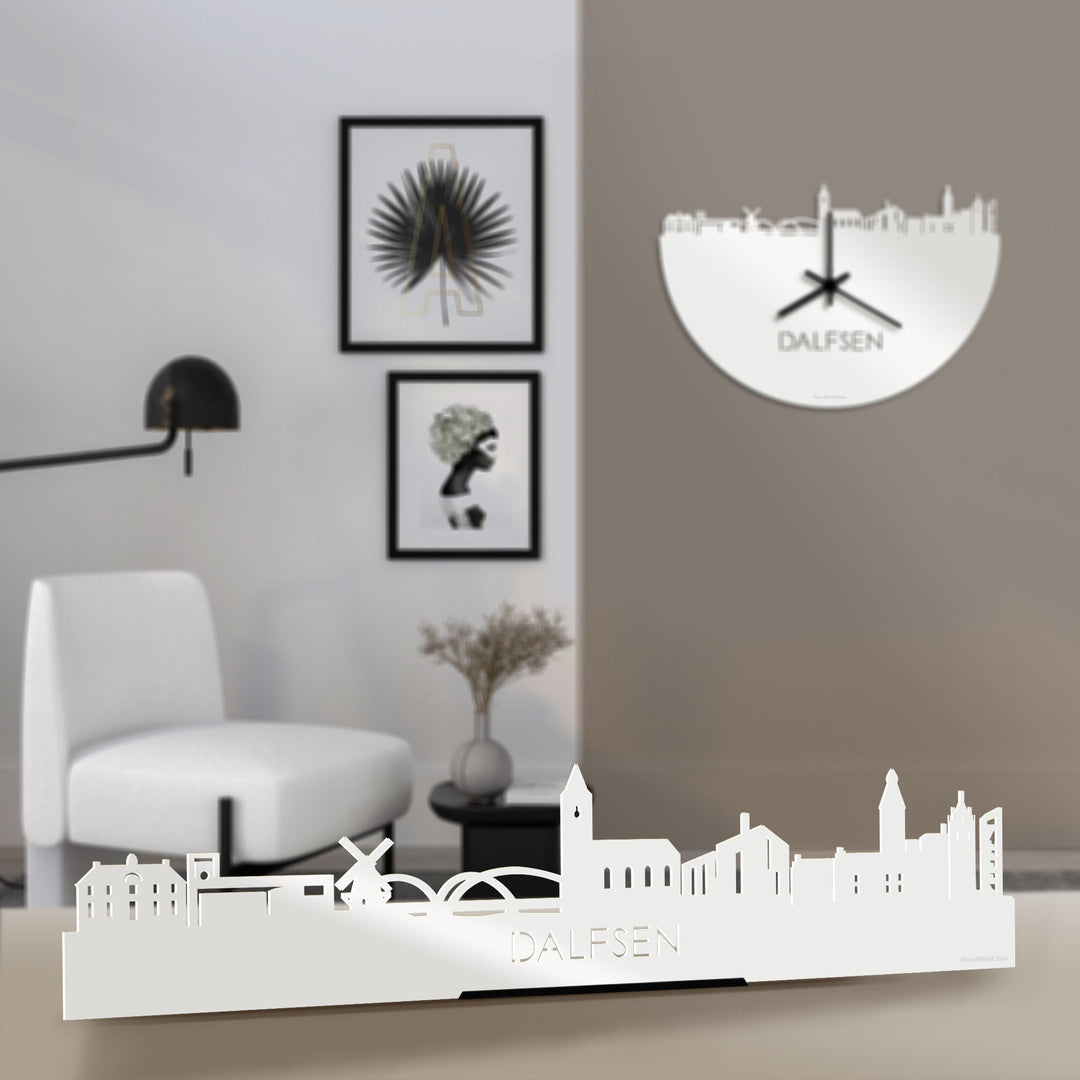 Standing Skyline Dalfsen Wit glanzend gerecycled kunststof cadeau decoratie relatiegeschenk van WoodWideCities