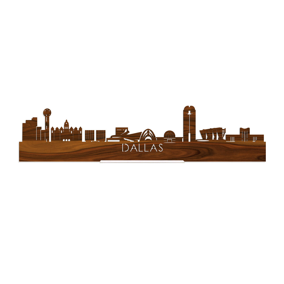 Standing Skyline Dallas Palissander houten cadeau decoratie relatiegeschenk van WoodWideCities