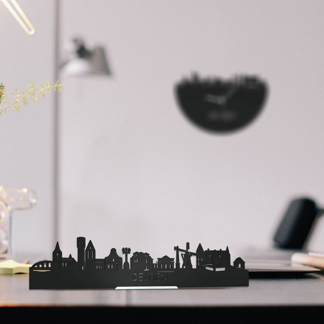 Standing Skyline Delden Zwart houten cadeau decoratie relatiegeschenk van WoodWideCities