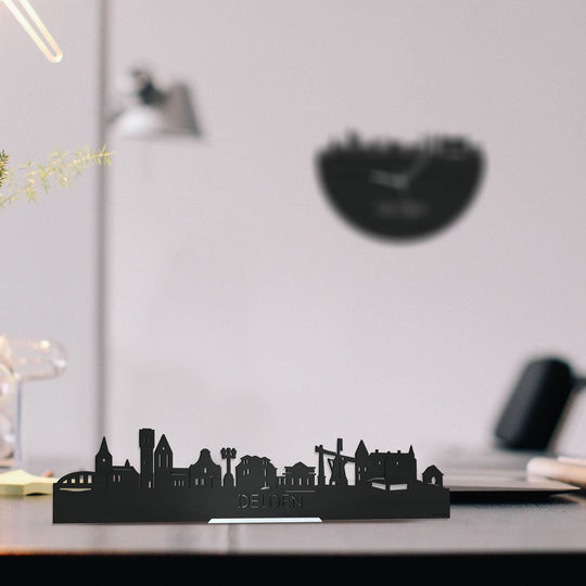 Standing Skyline Delden Zwart houten cadeau decoratie relatiegeschenk van WoodWideCities