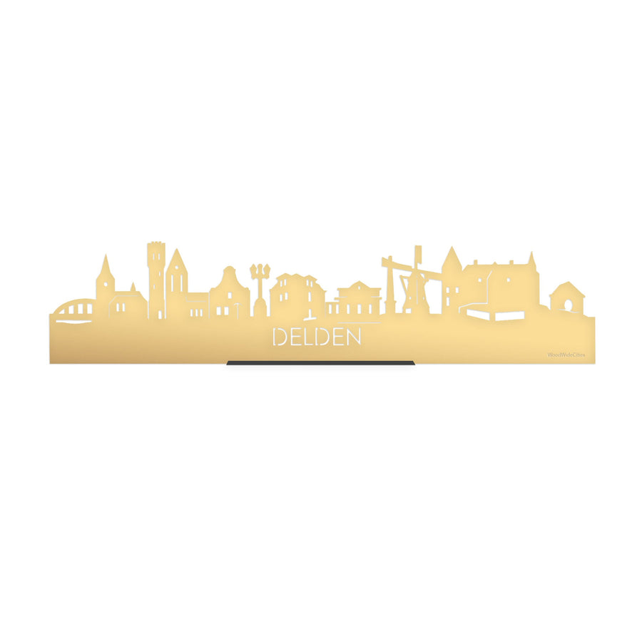 Standing Skyline Delden Metallic Goud gerecycled kunststof cadeau decoratie relatiegeschenk van WoodWideCities