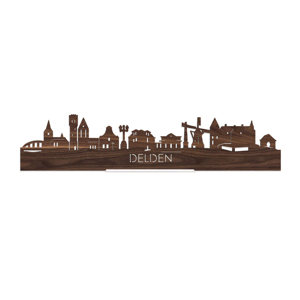 Standing Skyline Delden Noten houten cadeau decoratie relatiegeschenk van WoodWideCities