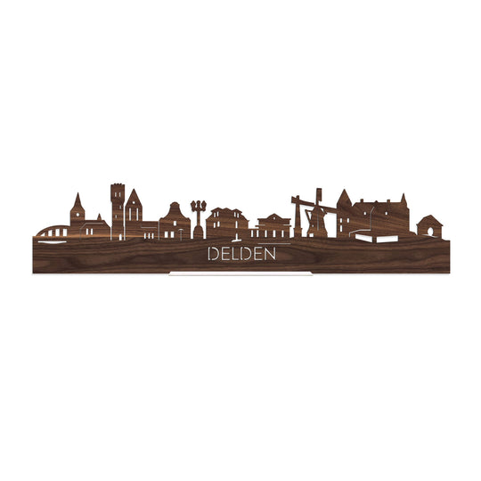Standing Skyline Delden Noten houten cadeau decoratie relatiegeschenk van WoodWideCities