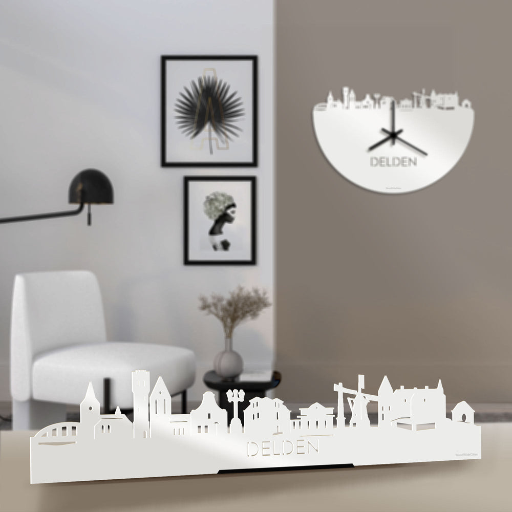 Standing Skyline Delden Wit glanzend gerecycled kunststof cadeau decoratie relatiegeschenk van WoodWideCities