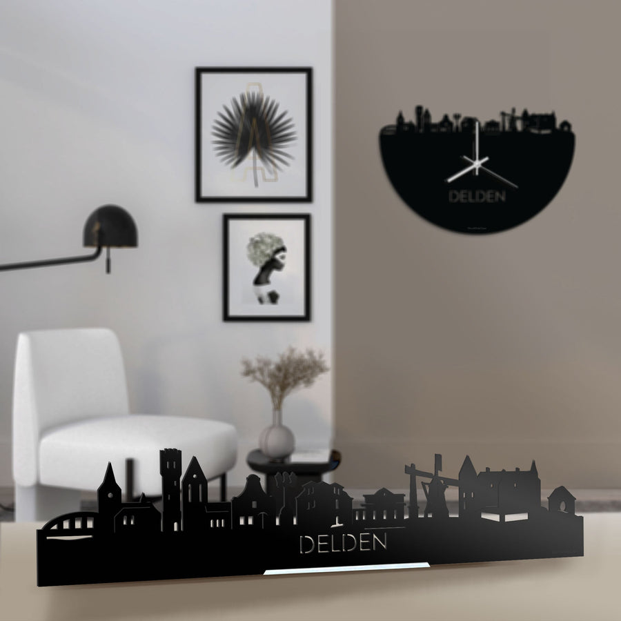 Standing Skyline Delden Zwart glanzend gerecycled kunststof cadeau decoratie relatiegeschenk van WoodWideCities