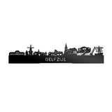Standing Skyline Delfzijl Zwart Glanzend 40 cm houten cadeau decoratie relatiegeschenk van WoodWideCities
