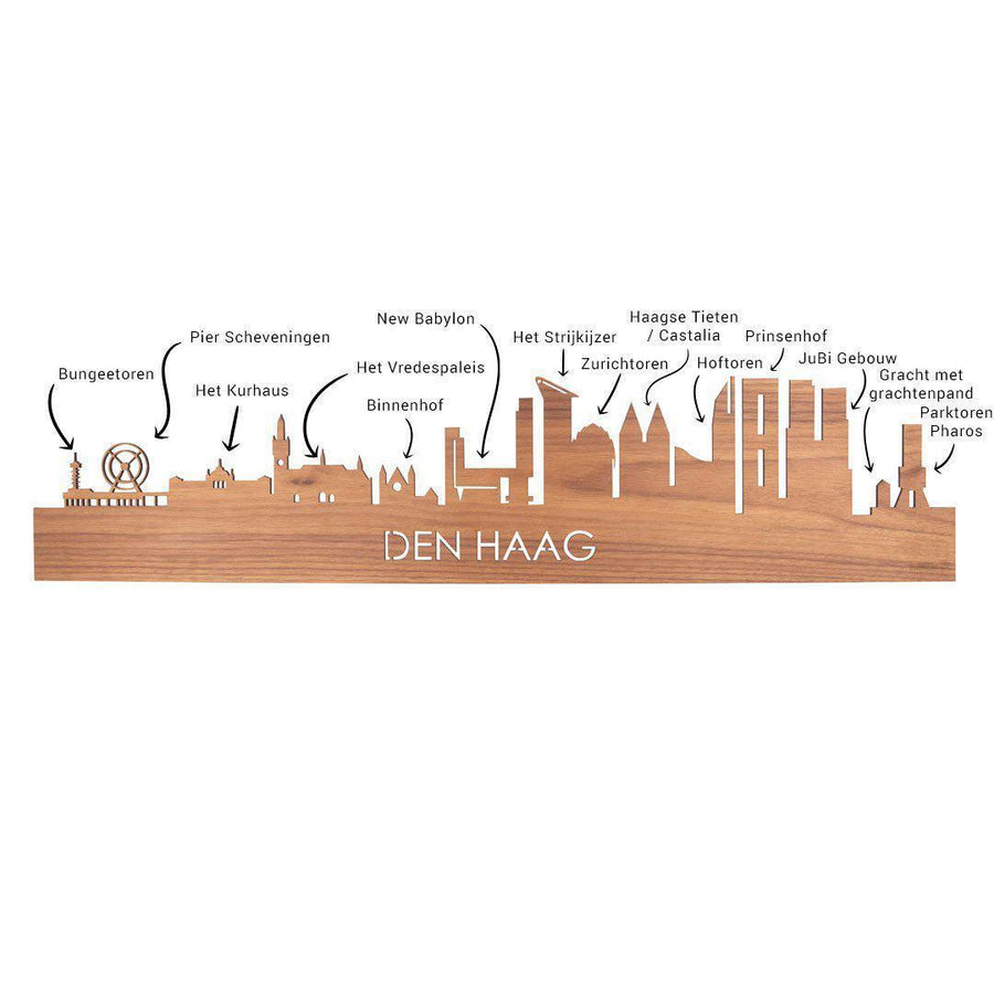 Standing Skyline Den Haag Black houten cadeau decoratie relatiegeschenk van WoodWideCities