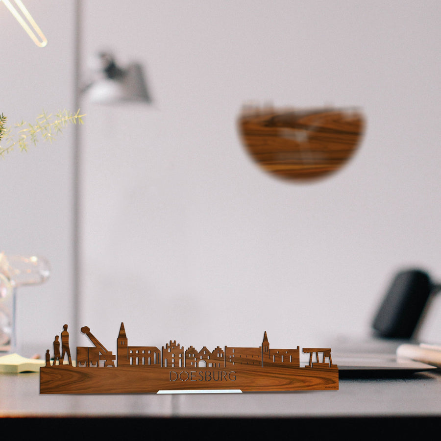 Standing Skyline Doesburg Palissander houten cadeau decoratie relatiegeschenk van WoodWideCities