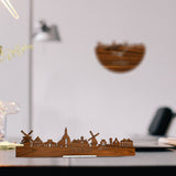 Standing Skyline Dokkum Palissander houten cadeau decoratie relatiegeschenk van WoodWideCities