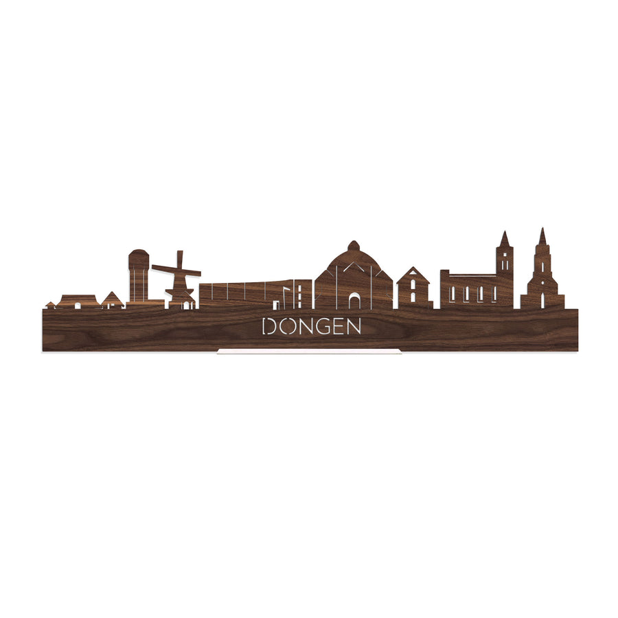Standing Skyline Dongen Noten houten cadeau decoratie relatiegeschenk van WoodWideCities