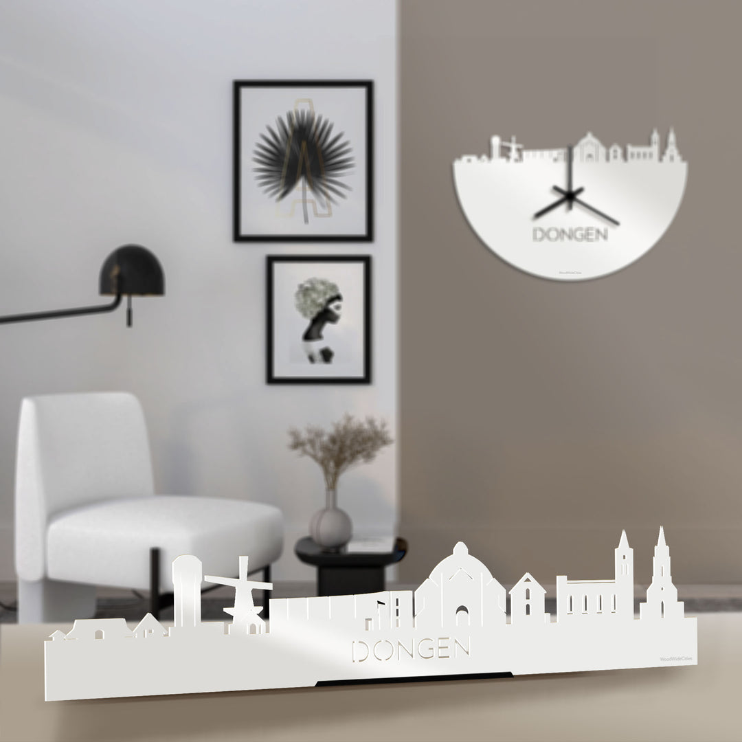 Standing Skyline Dongen Wit glanzend gerecycled kunststof cadeau decoratie relatiegeschenk van WoodWideCities