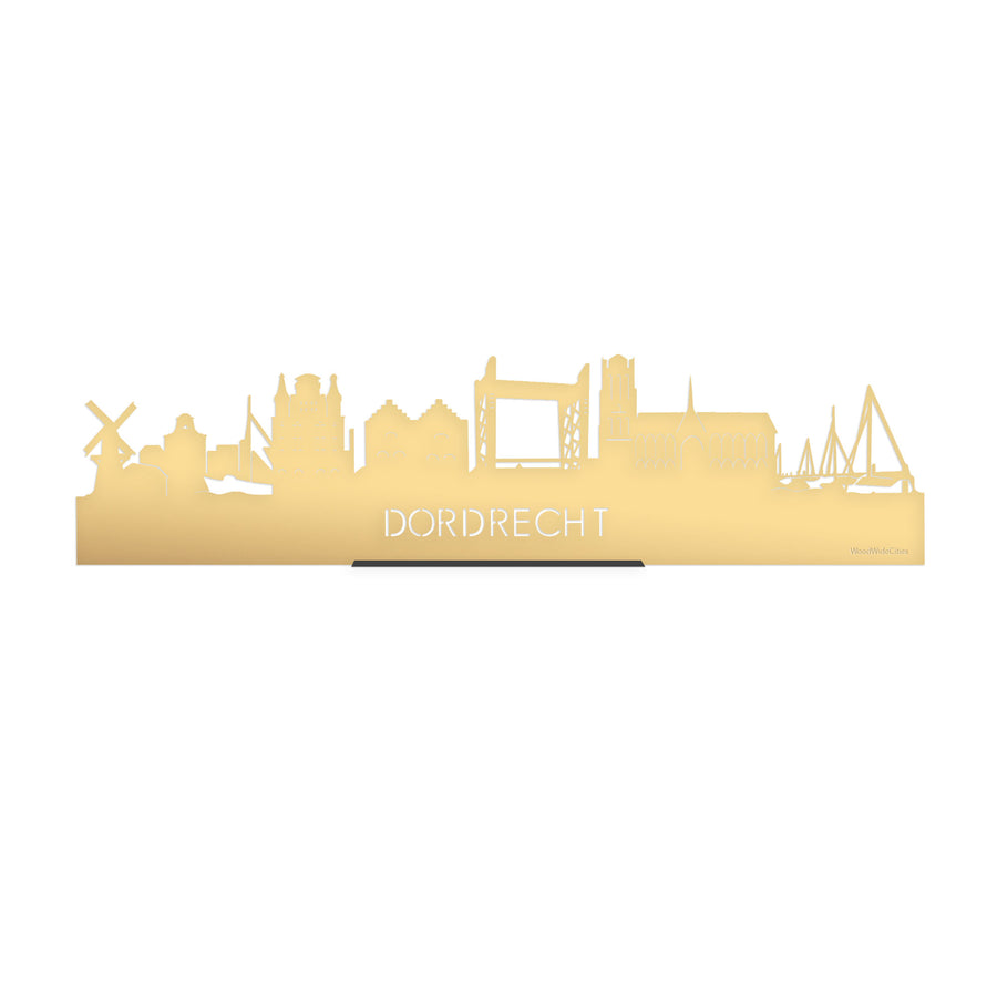Standing Skyline Dordrecht Metallic Goud gerecycled kunststof cadeau decoratie relatiegeschenk van WoodWideCities