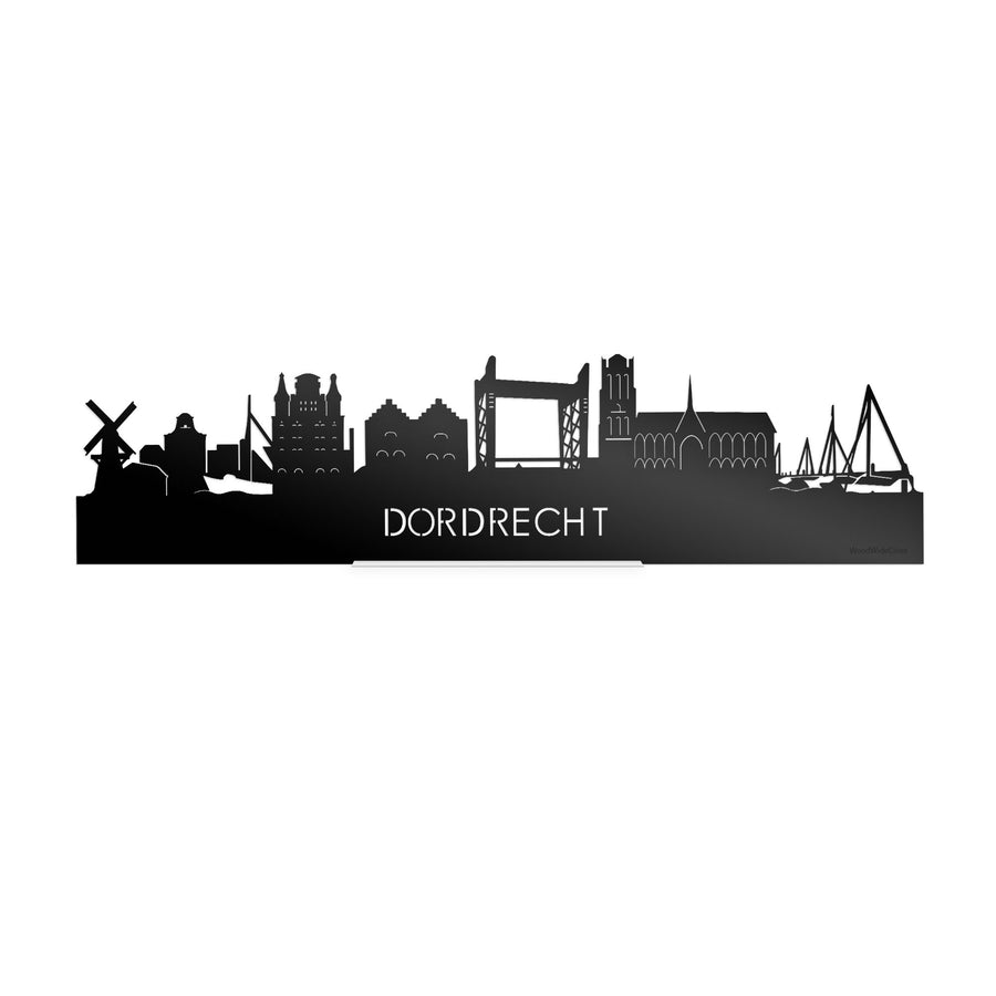 Standing Skyline Dordrecht Zwart glanzend gerecycled kunststof cadeau decoratie relatiegeschenk van WoodWideCities