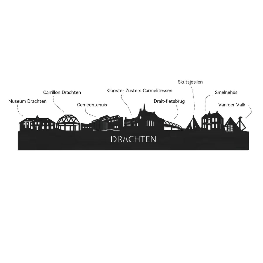 Standing Skyline Drachten Palissander houten cadeau decoratie relatiegeschenk van WoodWideCities