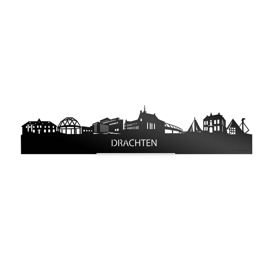 Standing Skyline Drachten Zwart Glanzend 40 cm houten cadeau decoratie relatiegeschenk van WoodWideCities