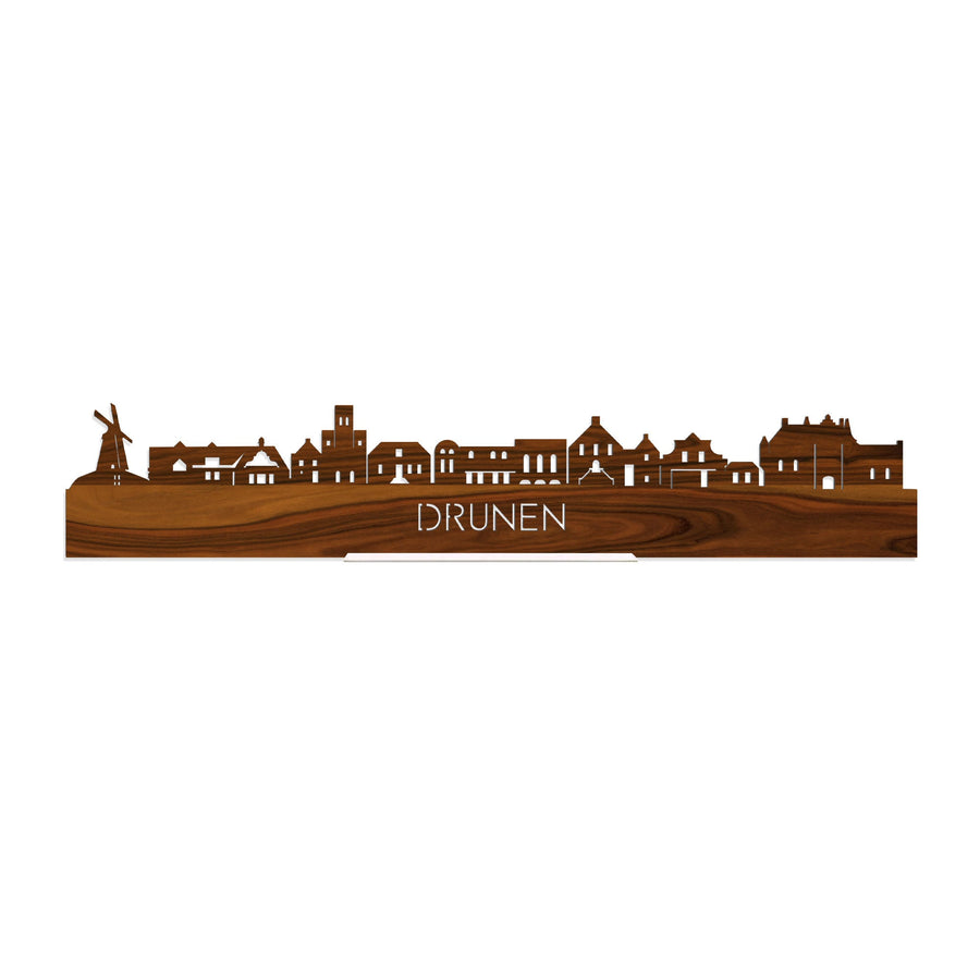 Standing Skyline Drunen Palissander houten cadeau decoratie relatiegeschenk van WoodWideCities