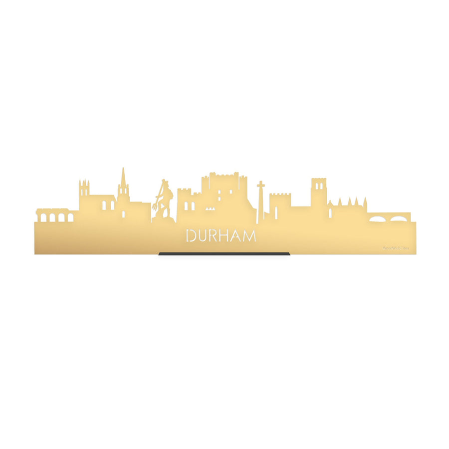 Standing Skyline Durham Goud Metallic 40 cm houten cadeau decoratie relatiegeschenk van WoodWideCities