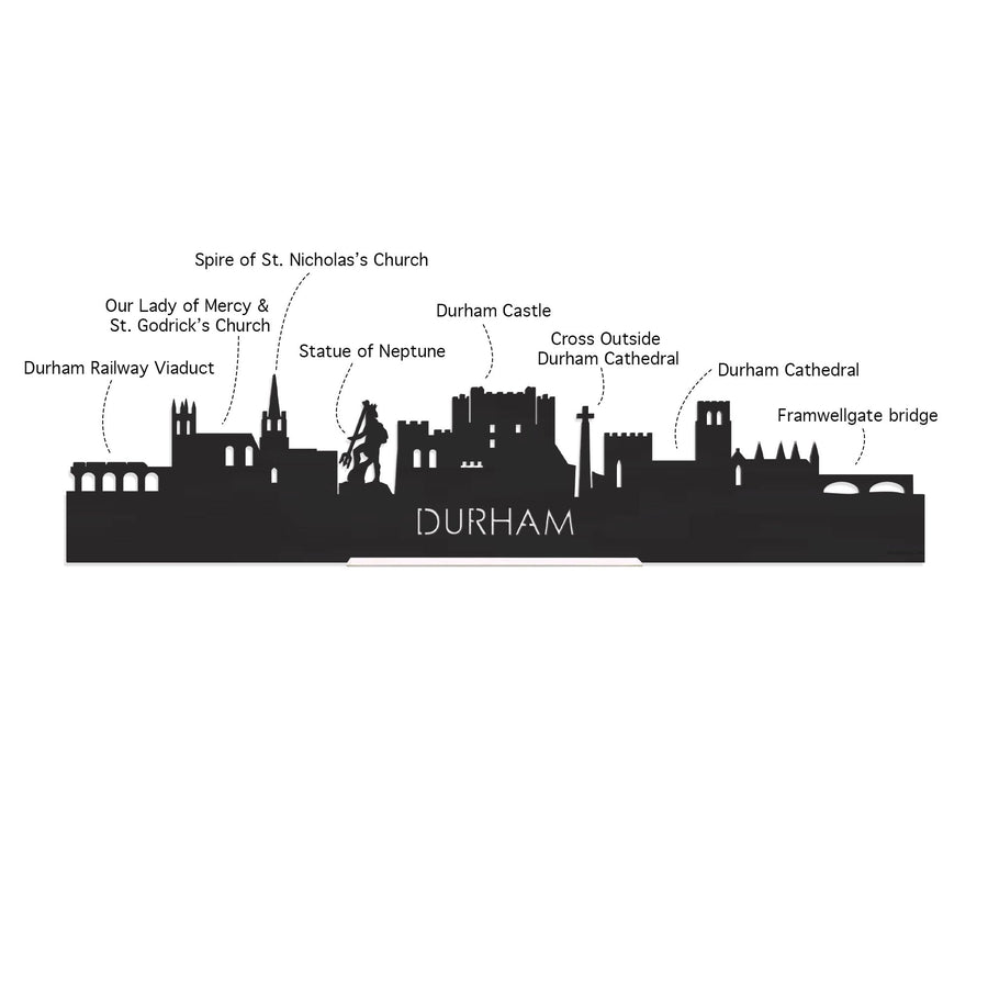 Standing Skyline Durham Palissander houten cadeau decoratie relatiegeschenk van WoodWideCities