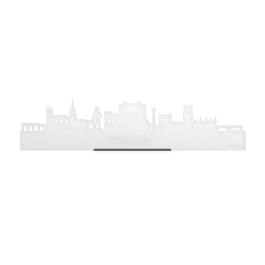 Standing Skyline Durham Wit Glanzend 40 cm houten cadeau decoratie relatiegeschenk van WoodWideCities