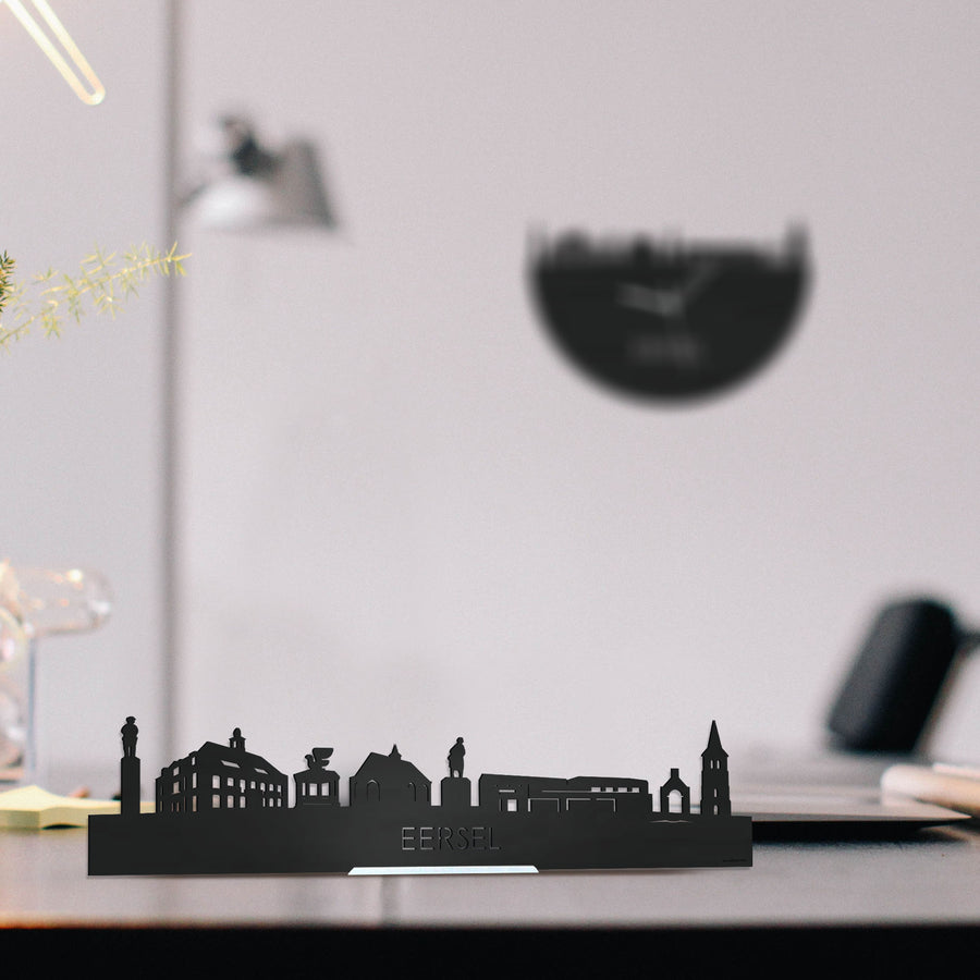 Standing Skyline Eersel Zwart houten cadeau decoratie relatiegeschenk van WoodWideCities