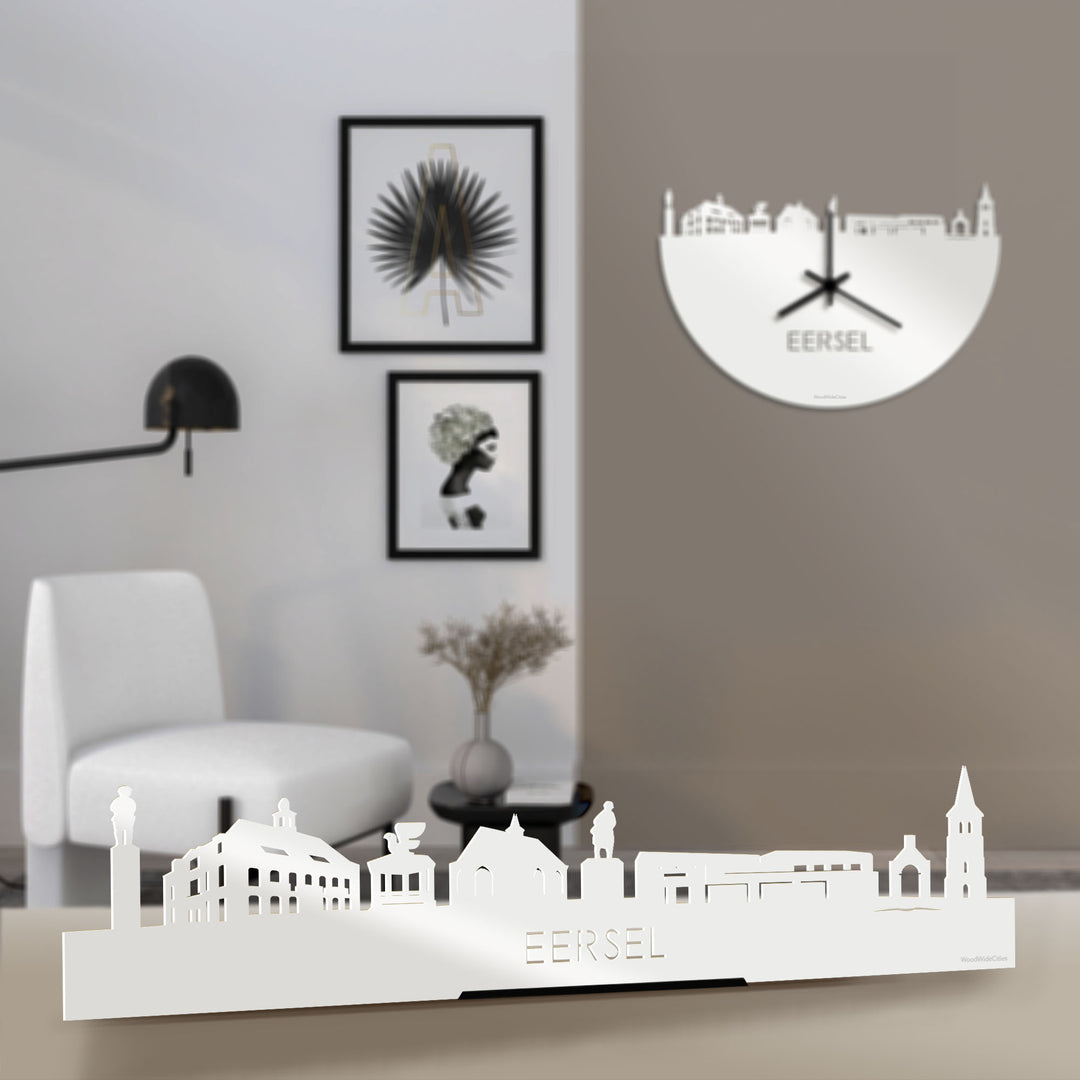Standing Skyline Eersel Wit glanzend gerecycled kunststof cadeau decoratie relatiegeschenk van WoodWideCities