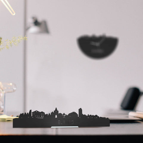Standing Skyline Elburg Zwart houten cadeau decoratie relatiegeschenk van WoodWideCities